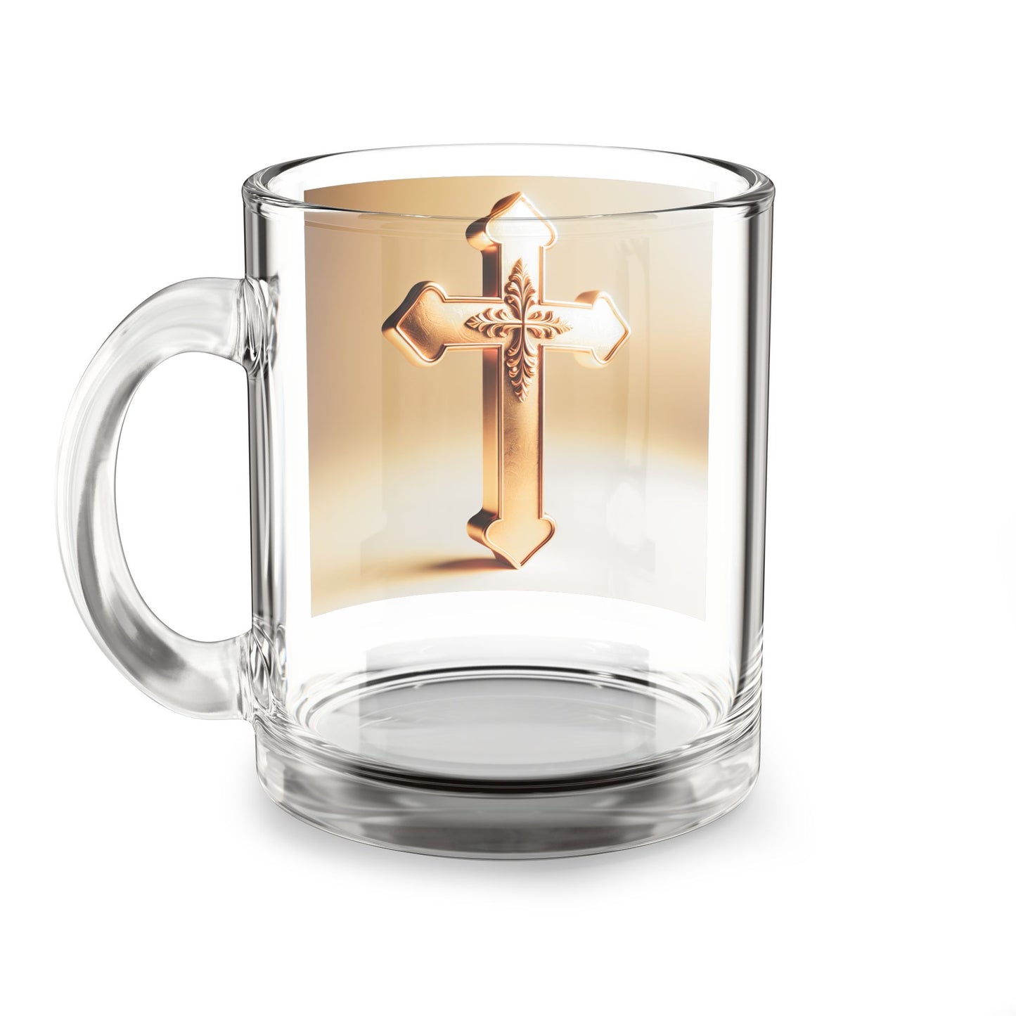 Inspirational Cross Glass Mug - 10oz for Faith and Reflection