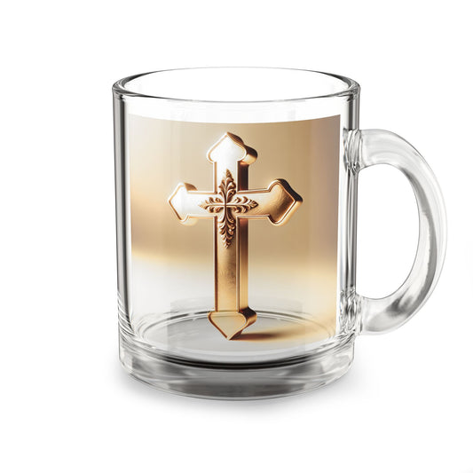 Inspirational Cross Glass Mug - 10oz for Faith and Reflection